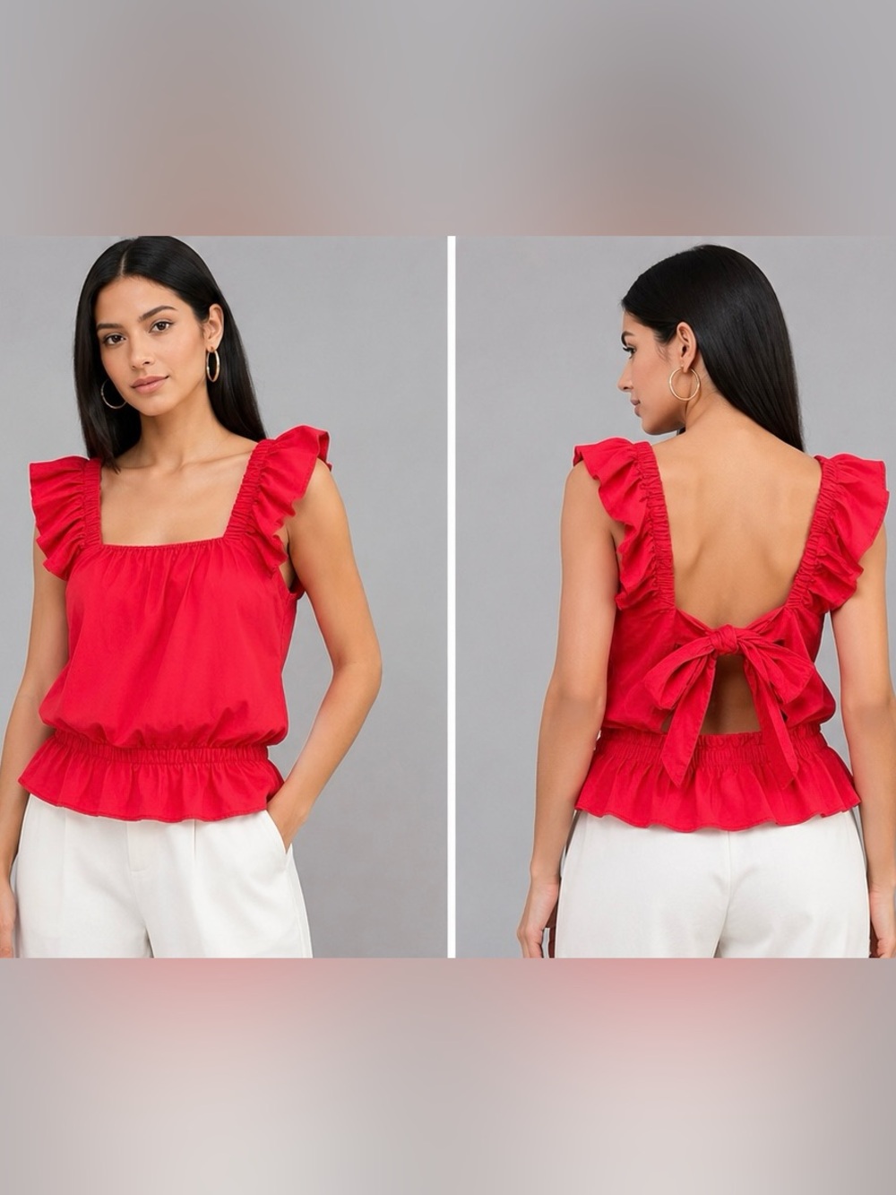 Who’s That Girl? Hot Pink Open Back Bow Peplum Top L NWT Style 27679